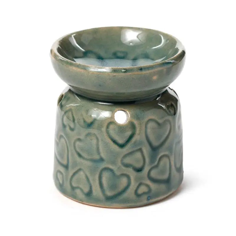 Small Ceramic Eden Oil Burner with Heart Pattern - Oil Burners & Wax Melt Burners