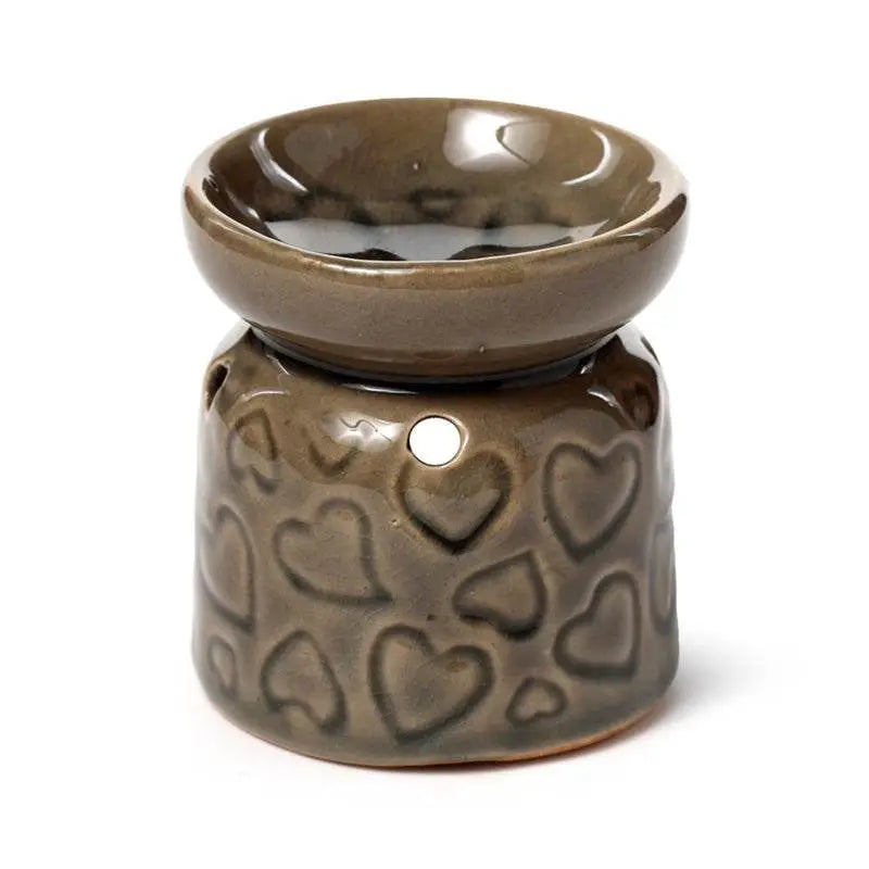 Small Ceramic Eden Oil Burner with Heart Pattern - Oil Burners & Wax Melt Burners