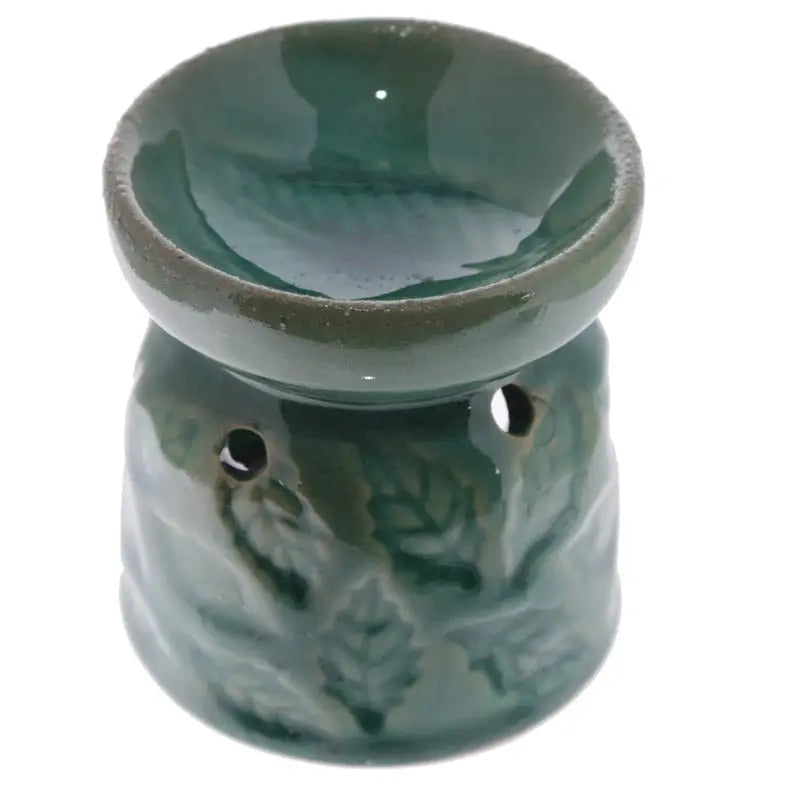 Small Ceramic Eden Oil Burner with Leaves Pattern