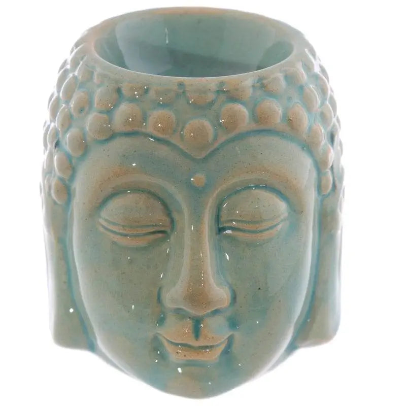 Small Crackle Glaze Ceramic Buddha Head Oil Burner - Oil Burners & Wax Melt Burners