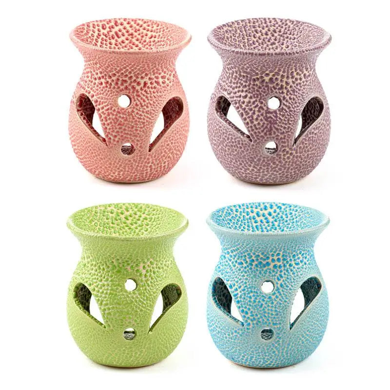 Small Textured Ceramic Oil Burners with Cut Out Pattern - Oil Burners & Wax Melt Burners