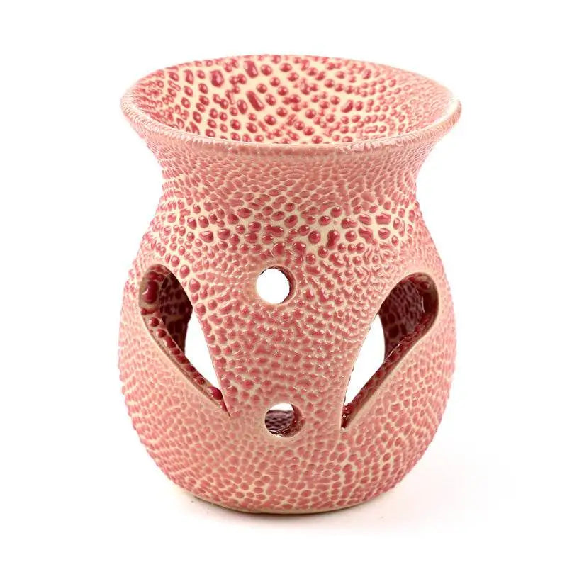 Small Textured Ceramic Oil Burners with Cut Out Pattern - Oil Burners & Wax Melt Burners