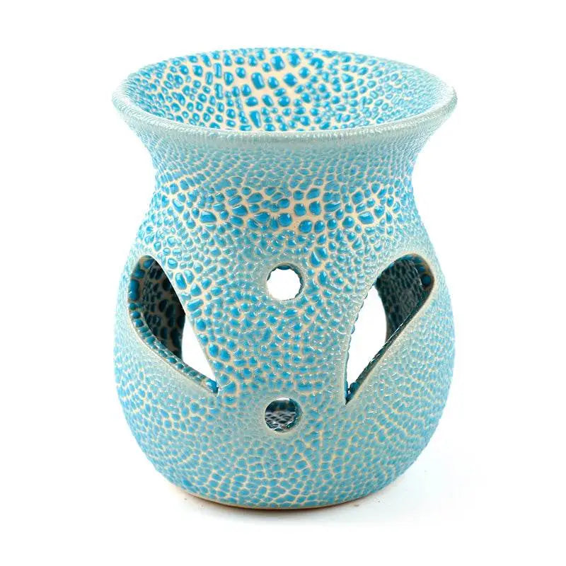 Small Textured Ceramic Oil Burners with Cut Out Pattern - Oil Burners & Wax Melt Burners