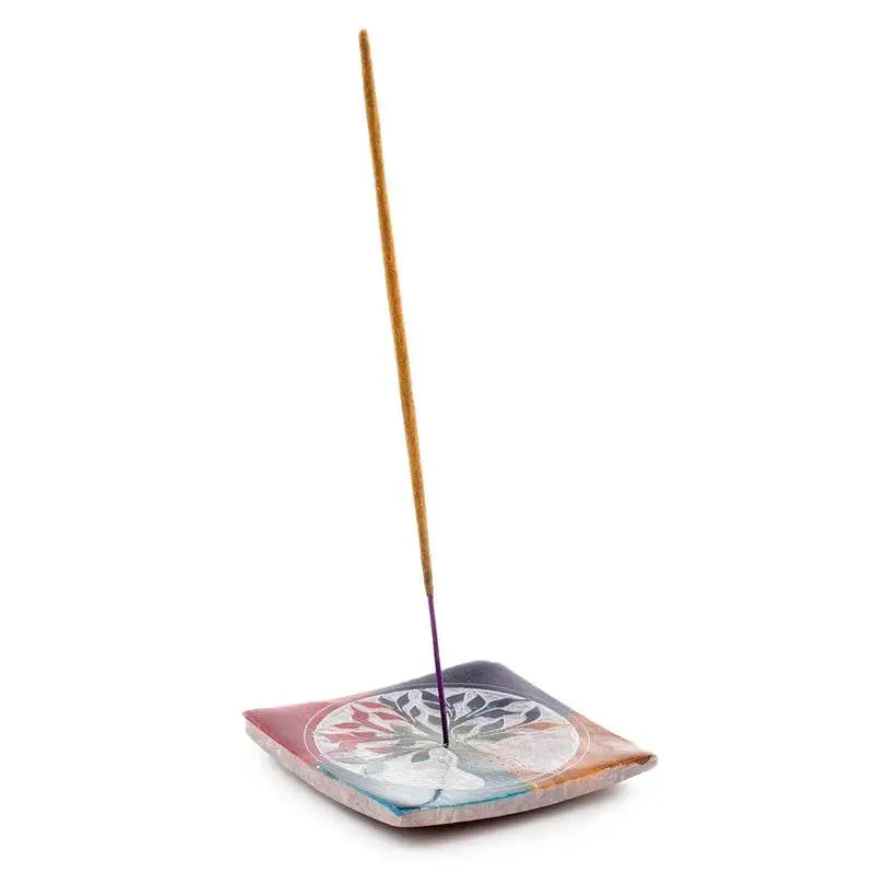 Soapstone Tree of Life Incense Burner Dish - Incense Burners & Ash Catchers