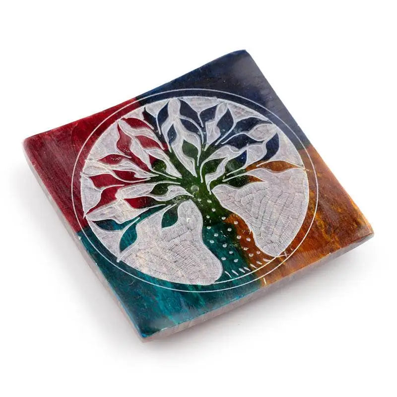 Soapstone Tree of Life Incense Burner Dish - Incense Burners & Ash Catchers