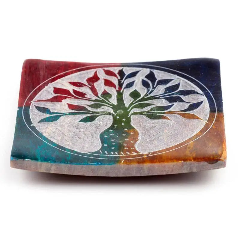 Soapstone Tree of Life Incense Burner Dish - Incense Burners & Ash Catchers