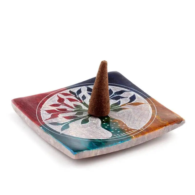 Soapstone Tree of Life Incense Burner Dish - Incense Burners & Ash Catchers