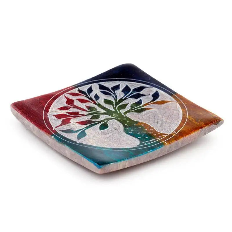 Soapstone Tree of Life Incense Burner Dish - Incense Burners & Ash Catchers