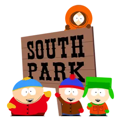 South park sign with characters.