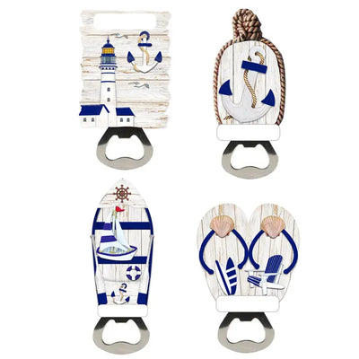 Souvenir Seaside Magnet Bottle Opener Nautical Blue & White - Kitchen Decorations & Accessories