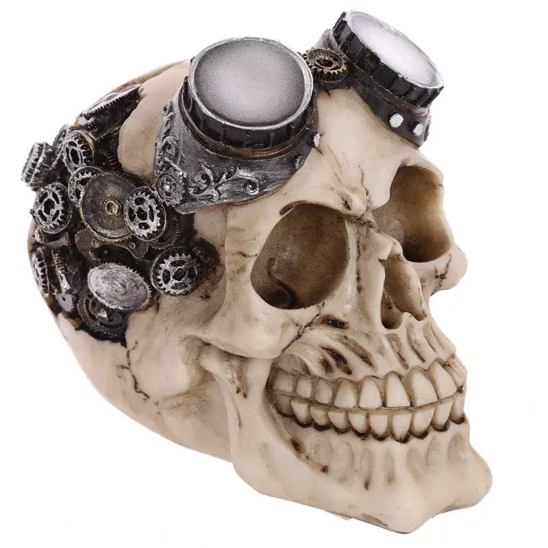 Steampunk Style Skull Decoration with Goggles - Gothic Fantasy Skulls & Skeletons
