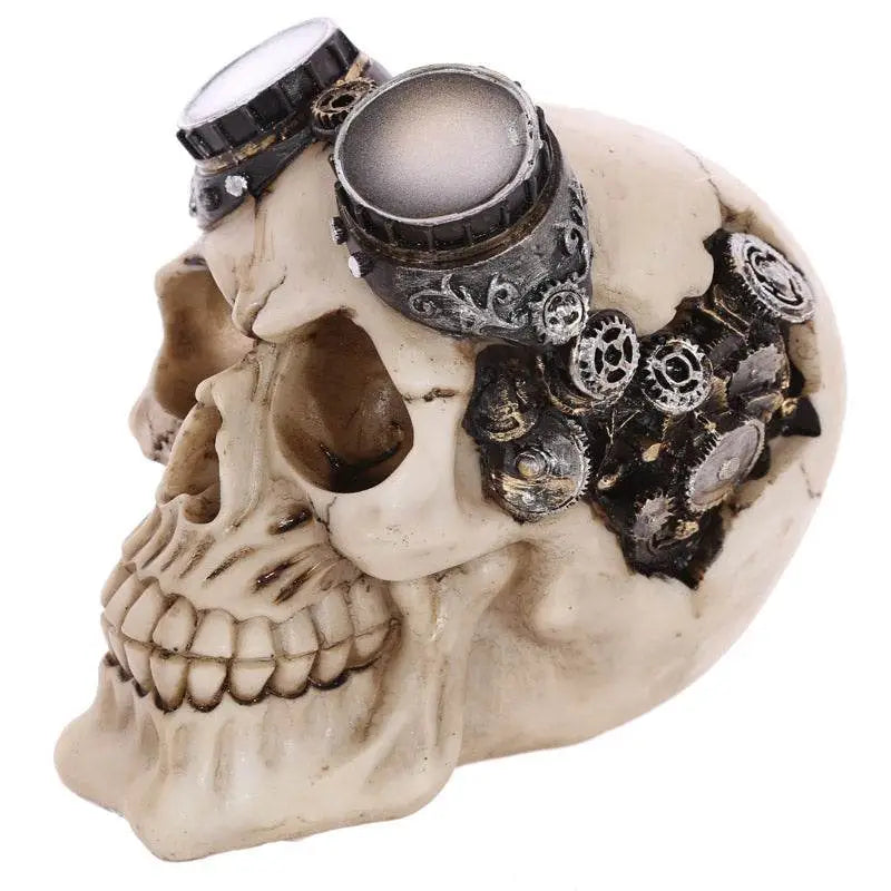 Steampunk Style Skull Decoration with Goggles - Gothic Fantasy Skulls & Skeletons