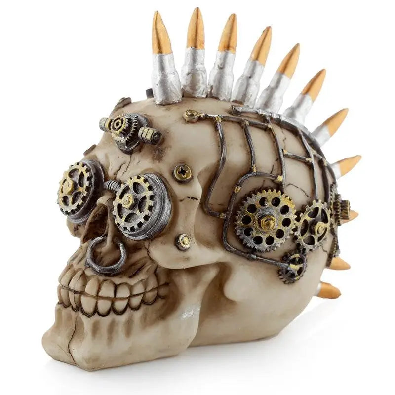 Steampunk Style Skull with Bullet Mohican - Gothic Fantasy Skulls & Skeletons