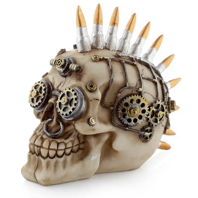Steampunk Style Skull with Bullet Mohican - Gothic Fantasy Skulls & Skeletons