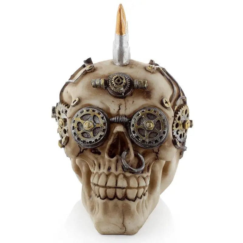 Steampunk Style Skull with Bullet Mohican - Gothic Fantasy Skulls & Skeletons