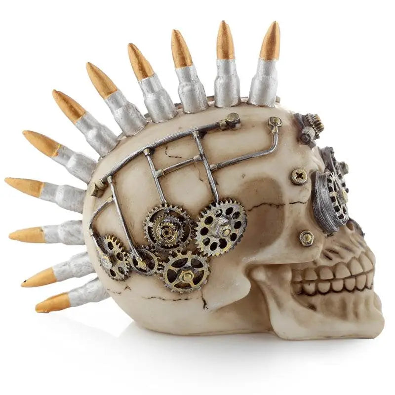 Steampunk Style Skull with Bullet Mohican - Gothic Fantasy Skulls & Skeletons