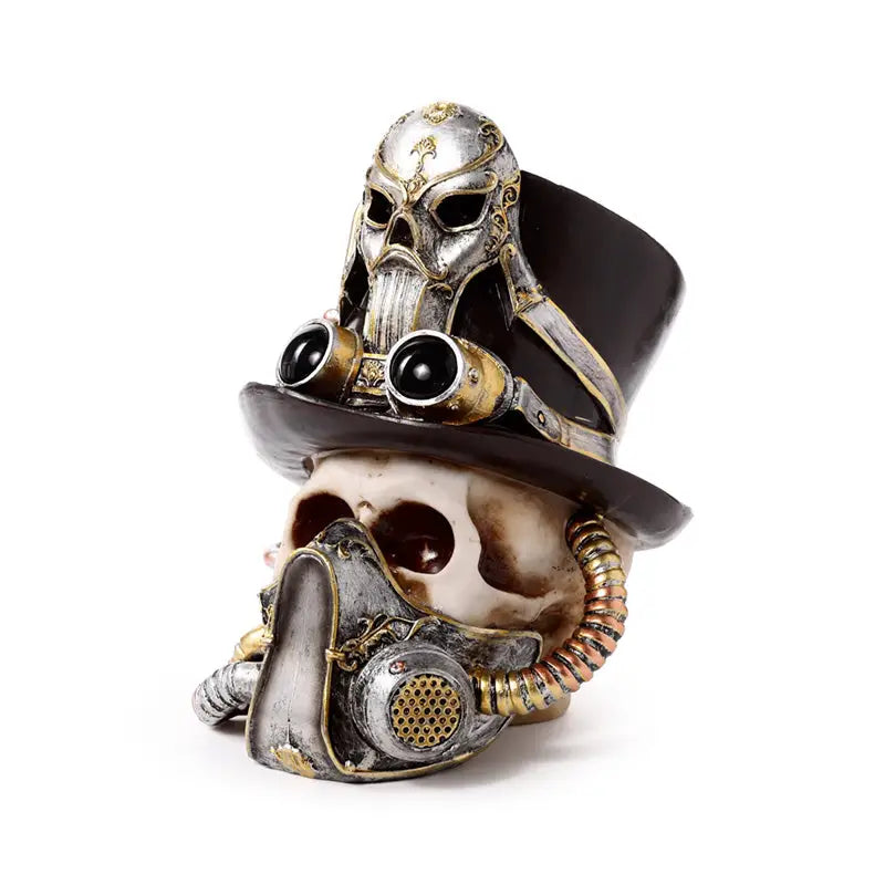 Steampunk Style Skull with Gas Mask & Top Hat - Gothic Fantasy Skulls & Skeletons