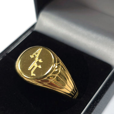 Arsenal FC 18ct Gold Plated on Silver Signet Ring - R - Gift Arch
