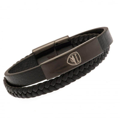 Arsenal FC Black IP Leather Bracelet - Gift Arch