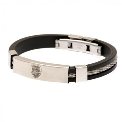 Arsenal FC Silver Inlay Silicone Bracelet - Gift Arch