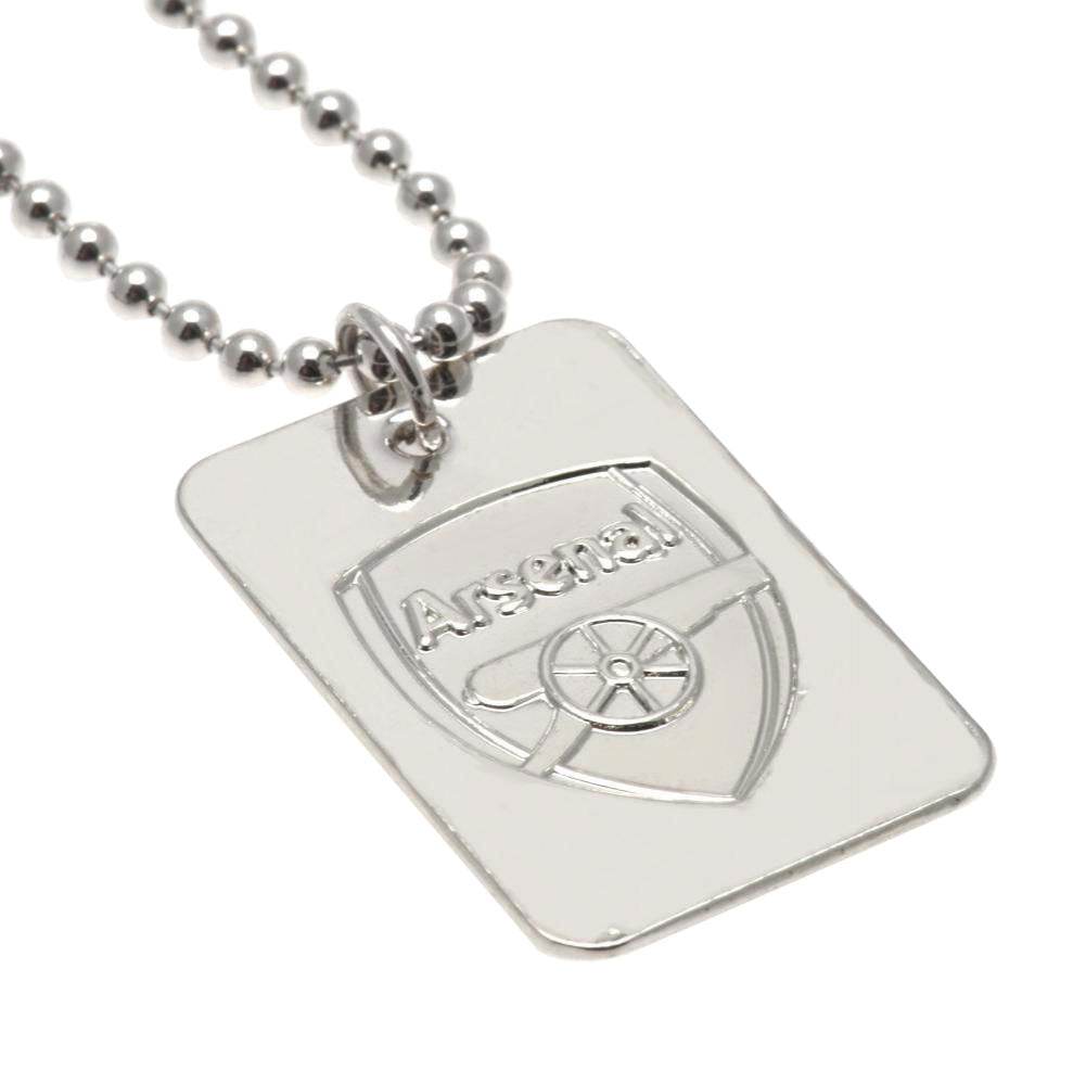 Arsenal FC Silver Plated Dog Tag & Chain - Gift Arch
