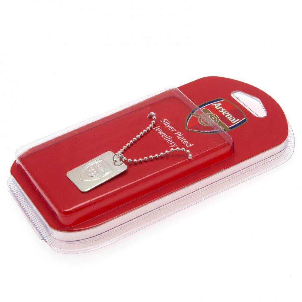 Arsenal FC Silver Plated Dog Tag & Chain - Gift Arch
