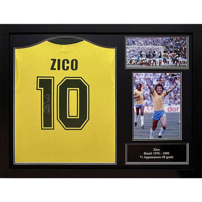 Brasil 1982 Zico Signed Shirt (Framed) - Gift Arch
