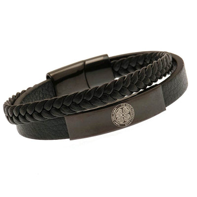 Celtic FC Black IP Leather Bracelet - Gift Arch
