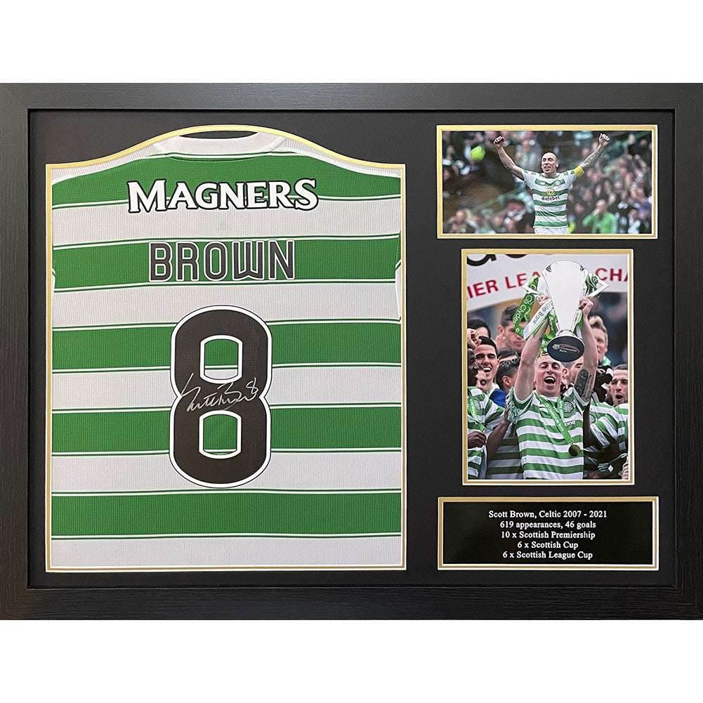 Celtic FC Brown Signed Shirt (Framed) - Gift Arch