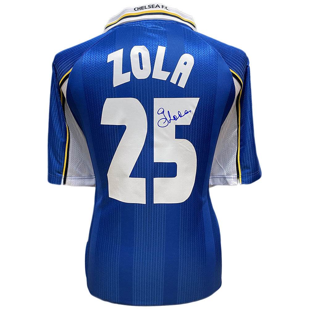 Chelsea FC 1998 UEFA Cup Winners' Cup Final Zola Signed Shirt - Gift Arch