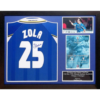 Chelsea FC 1998 Zola Signed Shirt (Framed) - Gift Arch