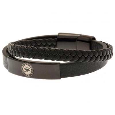 Chelsea FC Black IP Leather Bracelet - Gift Arch