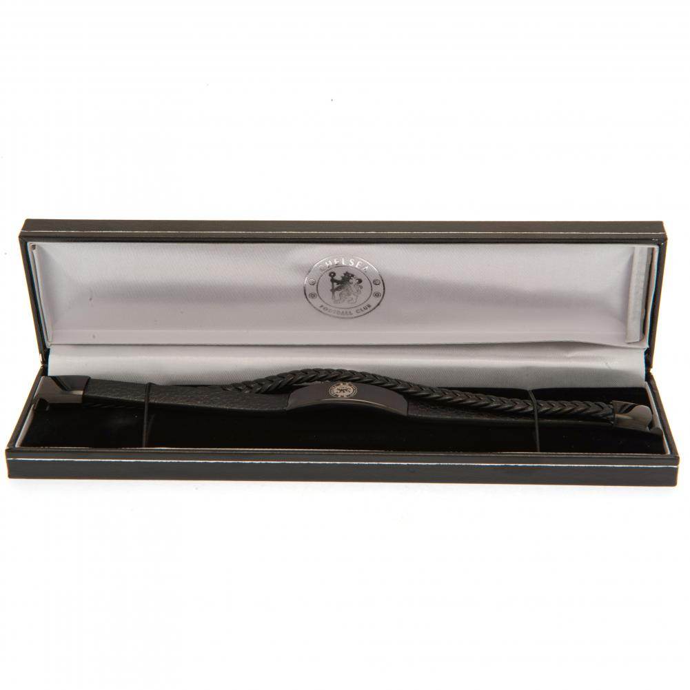 Chelsea FC Black IP Leather Bracelet - Gift Arch