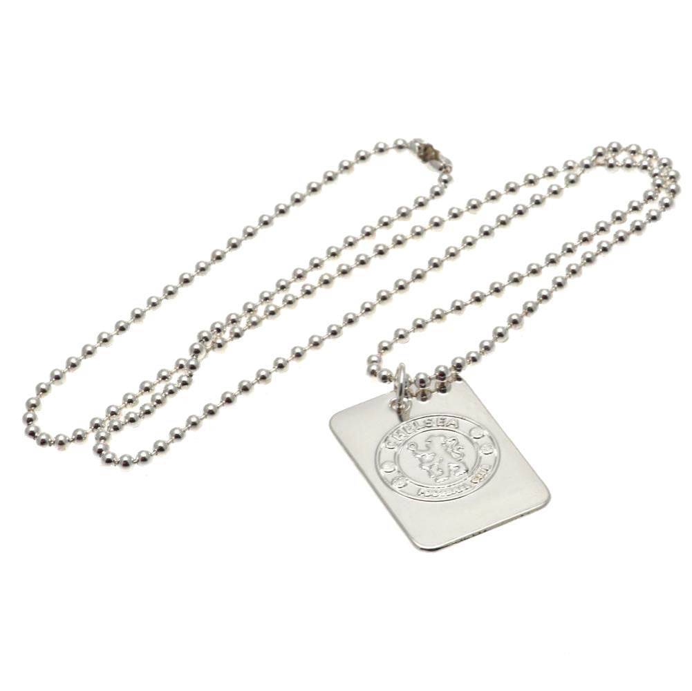 Chelsea FC Silver Plated Dog Tag & Chain - Gift Arch