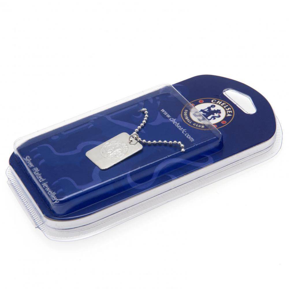Chelsea FC Silver Plated Dog Tag & Chain - Gift Arch