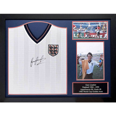 England FA 1986 Lineker Signed Shirt (Framed) - Gift Arch