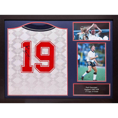 England FA 1990 Gascoigne Signed Shirt (Framed) - Gift Arch