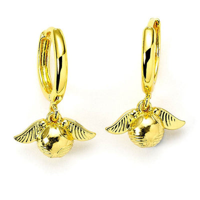 Harry Potter Gold Plated Golden Snitch Hoop Earrings - Gift Arch