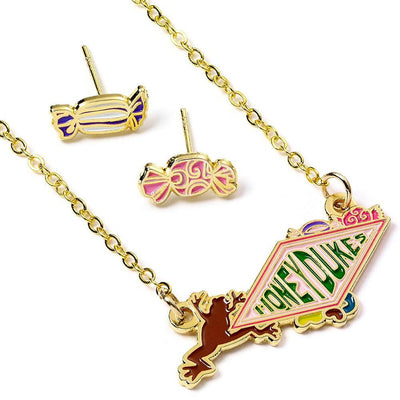 Harry Potter Gold Plated Necklace & Earrings Honeydukes - Gift Arch