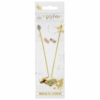 Harry Potter Gold Plated Necklace & Earrings Honeydukes - Gift Arch