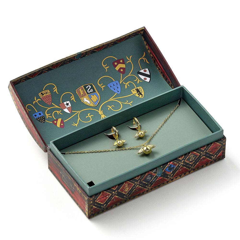 Harry Potter Golden Snitch Necklace & Earrings Gift Box - Gift Arch