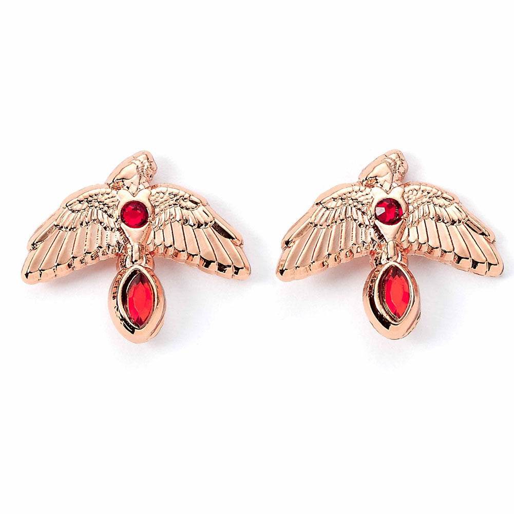 Harry Potter Rose Gold Plated Fawkes Stud Earrings - Gift Arch