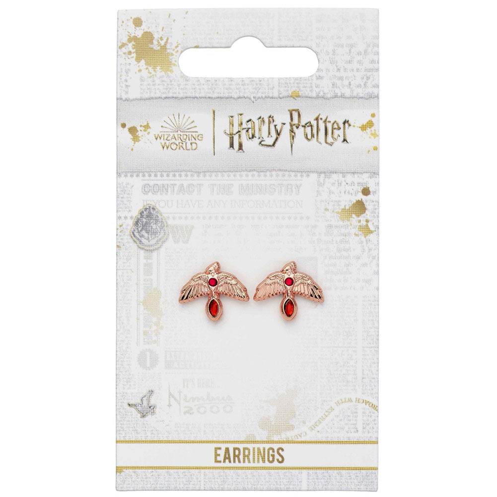 Harry Potter Rose Gold Plated Fawkes Stud Earrings - Gift Arch
