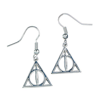 Harry Potter Silver Plated Deathly Hallows Hook Earrings - Gift Arch