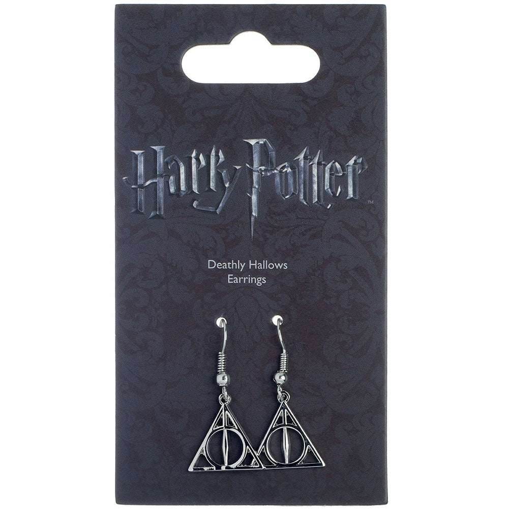 Harry Potter Silver Plated Deathly Hallows Hook Earrings - Gift Arch