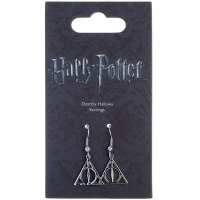 Harry Potter Silver Plated Deathly Hallows Hook Earrings - Gift Arch