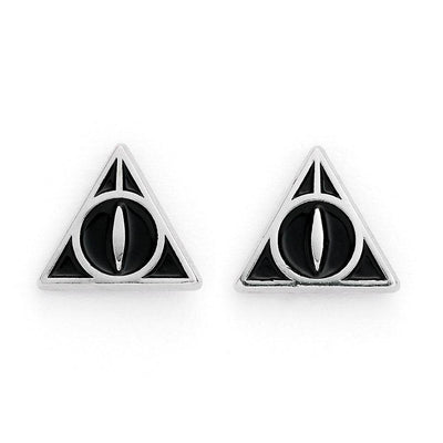 Harry Potter Silver Plated Deathly Hallows Stud Earrings - Gift Arch