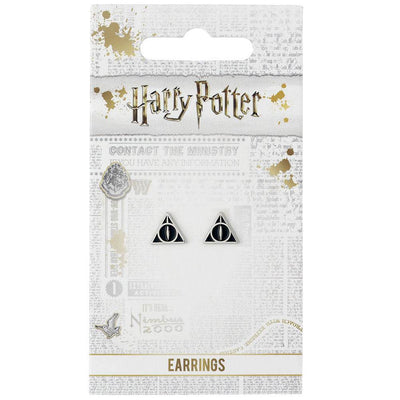 Harry Potter Silver Plated Deathly Hallows Stud Earrings - Gift Arch