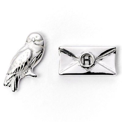 Harry Potter Silver Plated Hedwig Owl & Letter Stud Earrings - Gift Arch