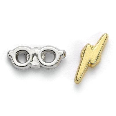Harry Potter Silver Plated Lightning Bolt & Glasses Stud Earrings - Gift Arch